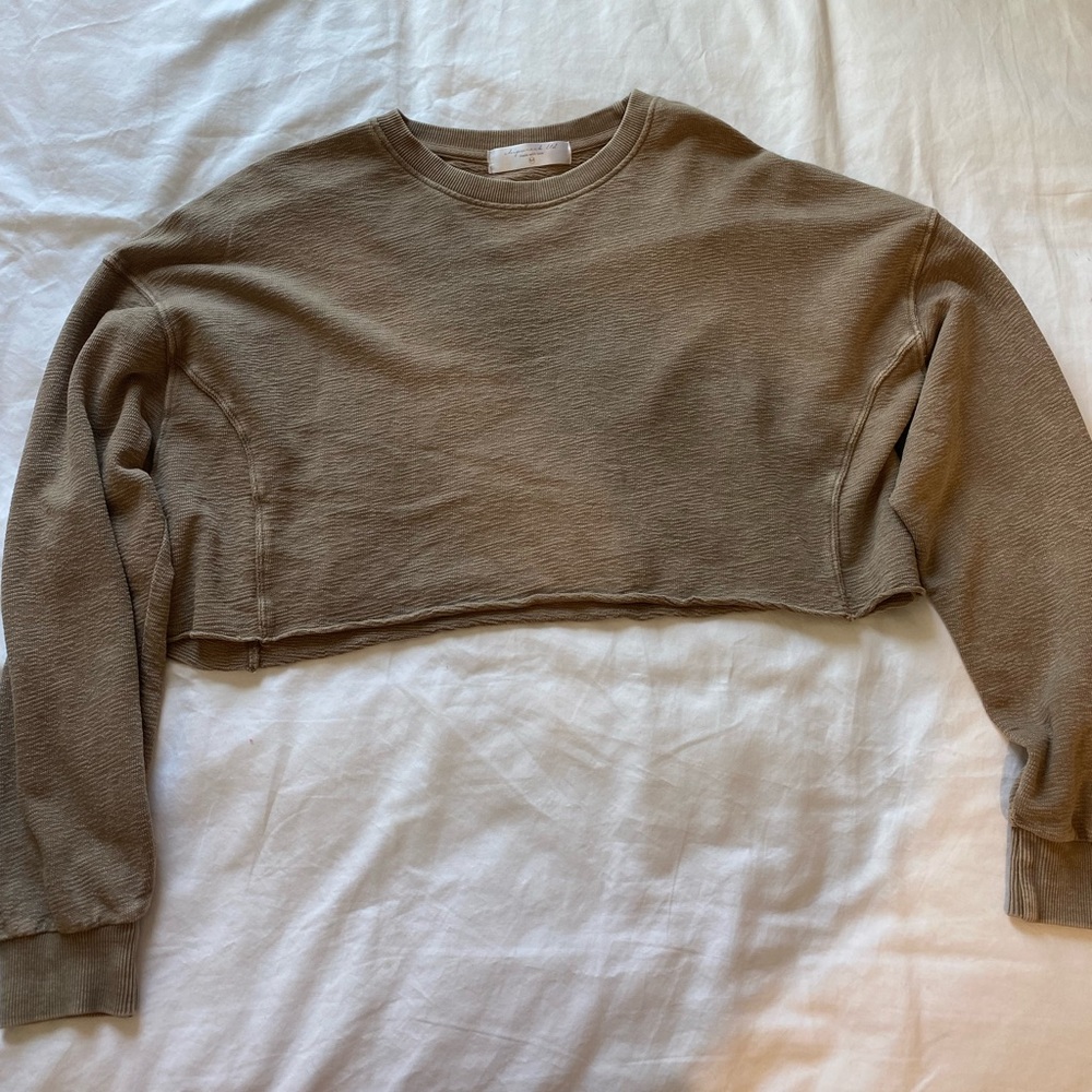 Cropped Textured Brown Sweatshirt, size M